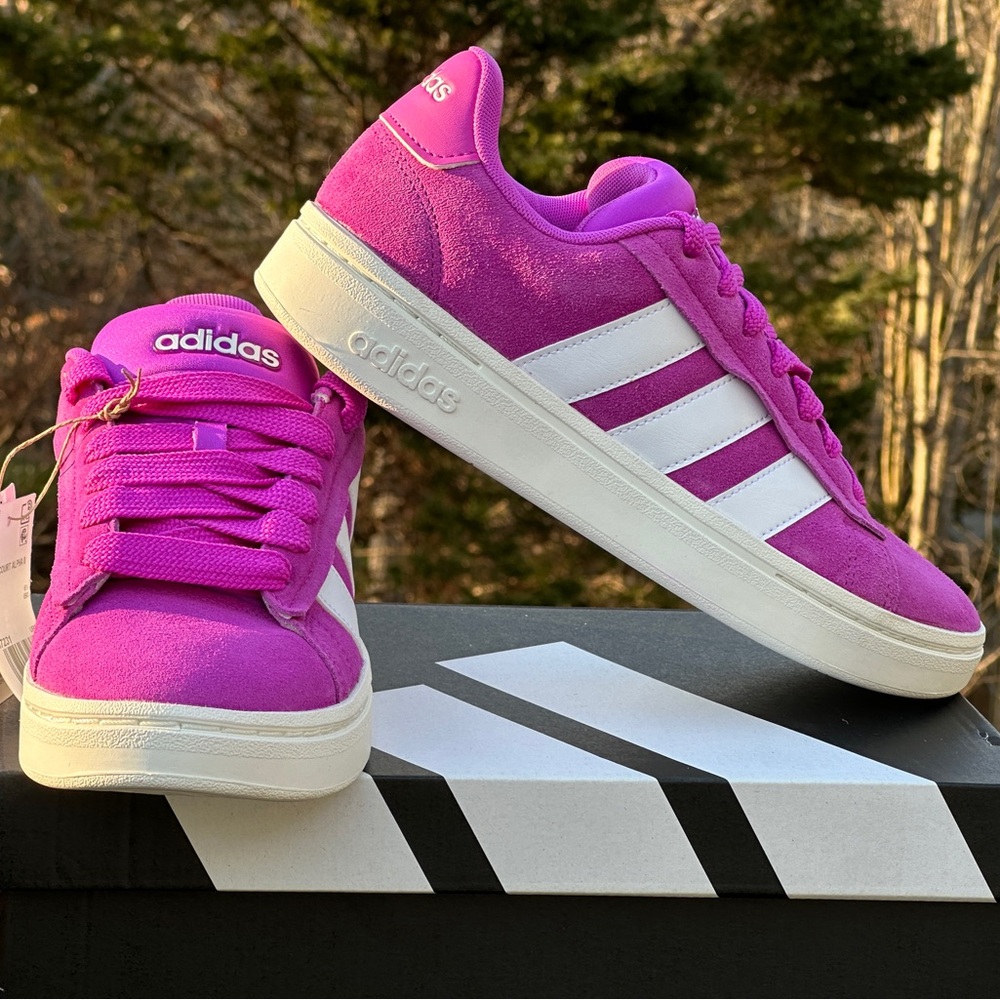 Adidas Grand Court Alpha Pink Purple Low Casual Sneaker Womens 8 Youth 6.5Y NEW